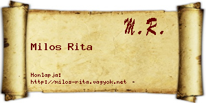 Milos Rita névjegykártya